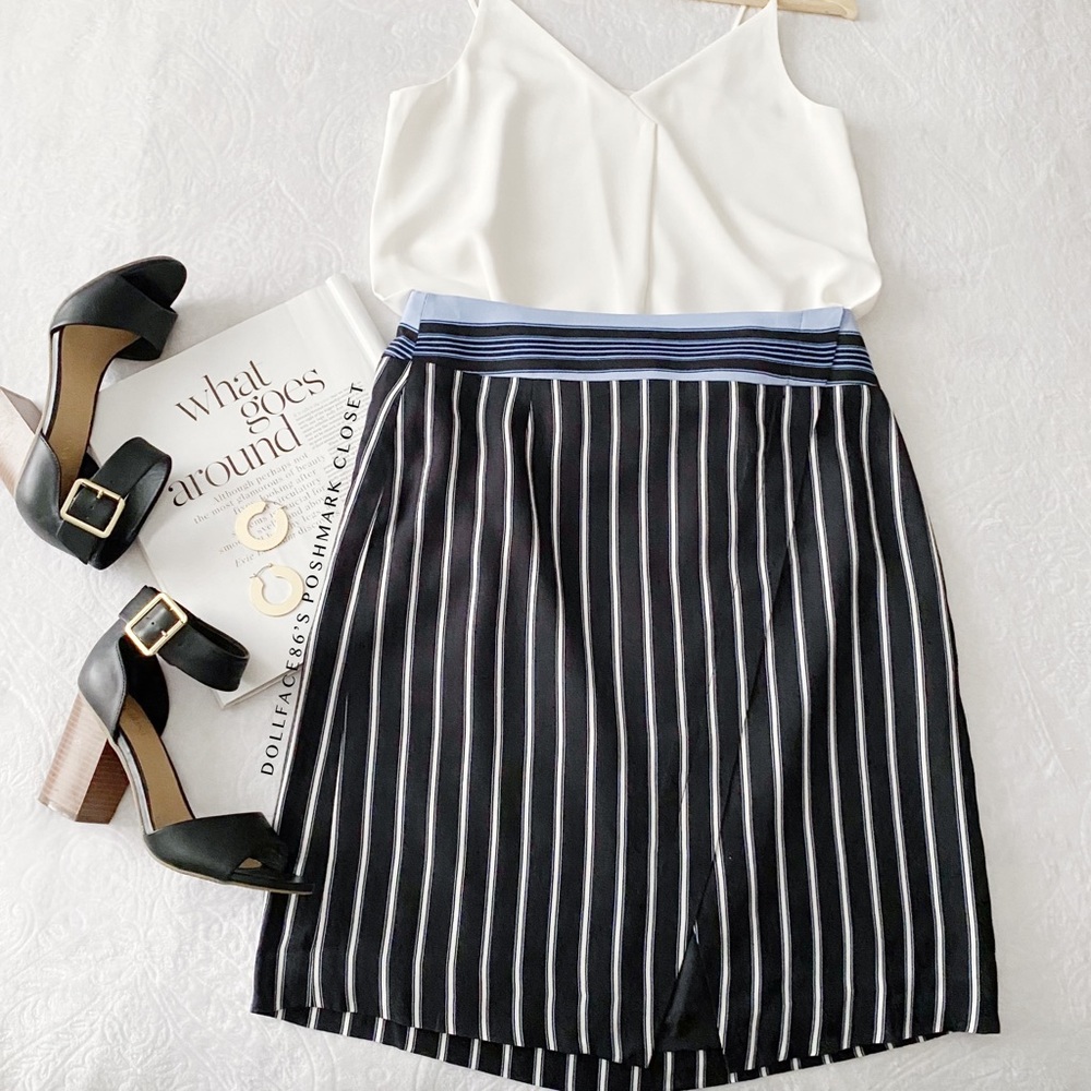 NWOT Ann Taylor Loft Pinstripe Faux Wrap Skirt - Picture 4 of 15